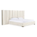 Nixa - Modern Beige Velvet + Brushed Bronze Bed + Birch Nightstands