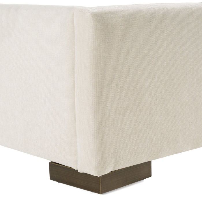 Nixa - Modern Beige Velvet + Brushed Bronze Bed