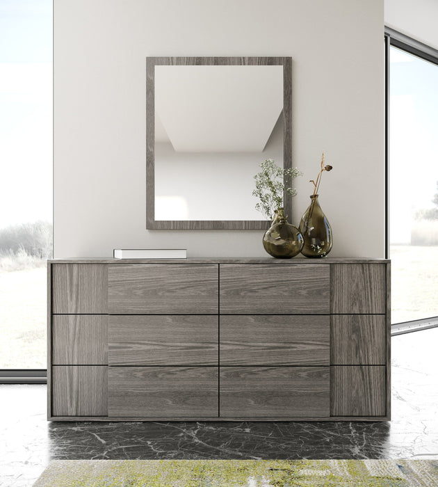Byrne + Asus - Modern Grey Fabric + Elm Grey 4-Piece Bedroom Set