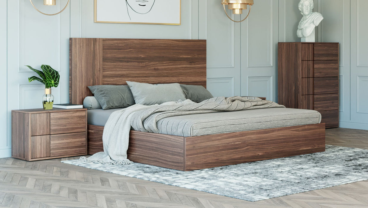 Asus - Eastern King Italian Modern Walnut Bed