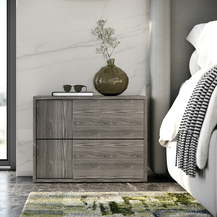 Byrne + Asus - Modern Grey Fabric + Elm Grey 4-Piece Bedroom Set