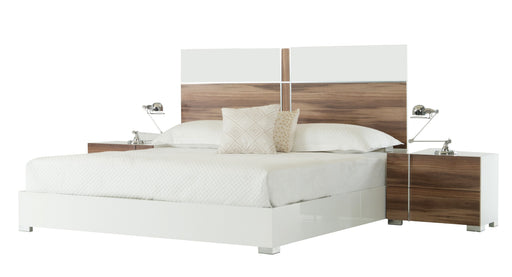 Giovanna Italian Mid-Century White & Cherry Bed