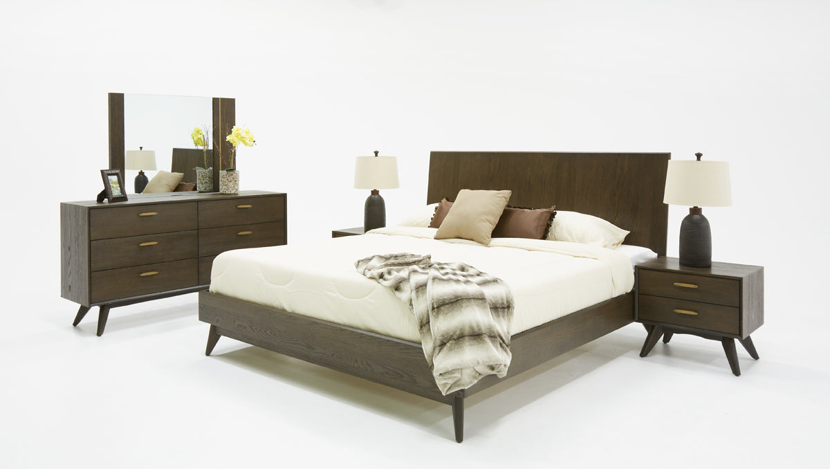 Novak Modern Dark Oak & Antique Brass Mirror