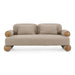 Odette - Modern Beige Fabric + White Burl Loveseat Sofa