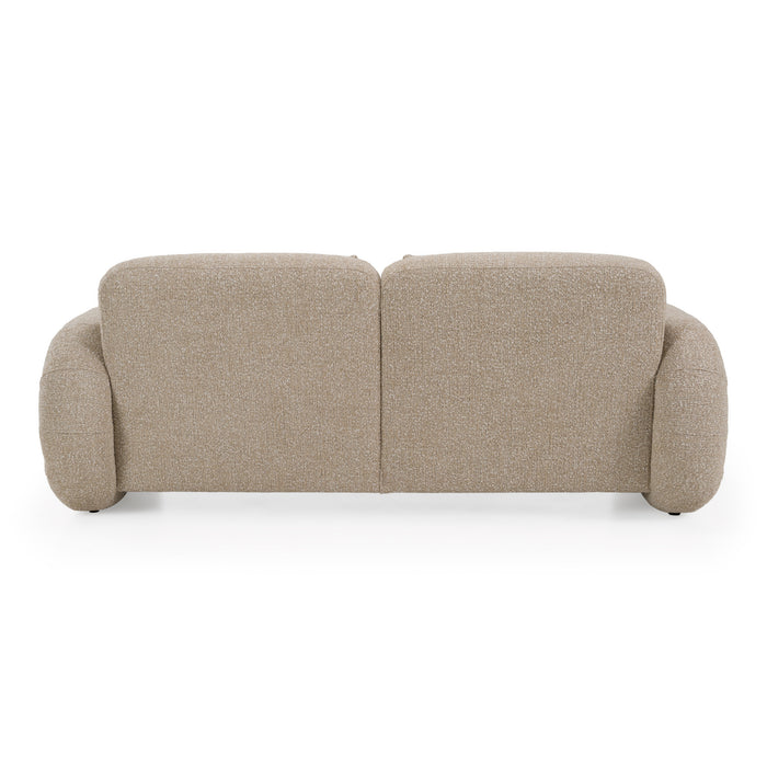 Odette - Modern Beige Fabric + White Burl Loveseat Sofa