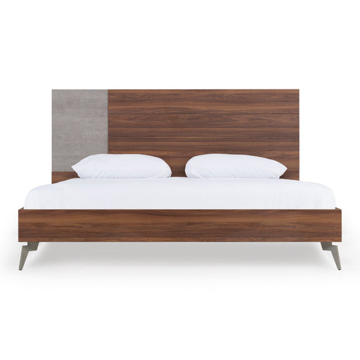 Palermo - Eastern King Modern Italian Faux Concrete & Walnut Bed