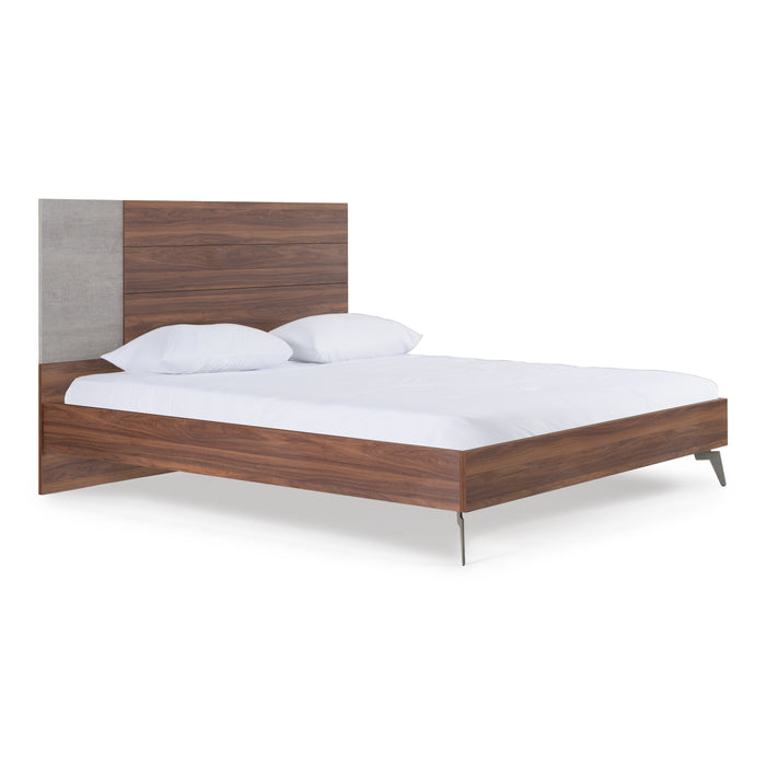 Palermo - Eastern King Modern Italian Faux Concrete & Walnut Bed