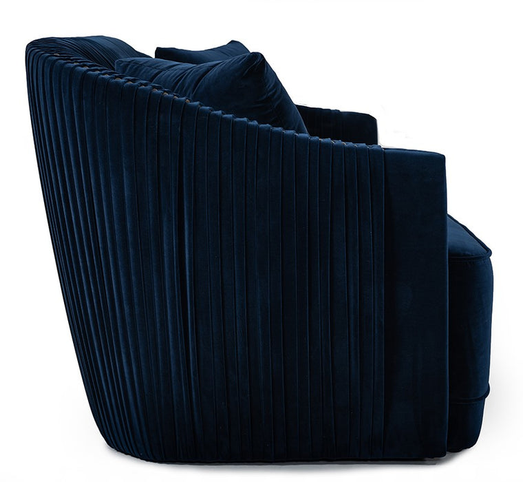 Palomar Modern Blue Velvet & Brass Sofa