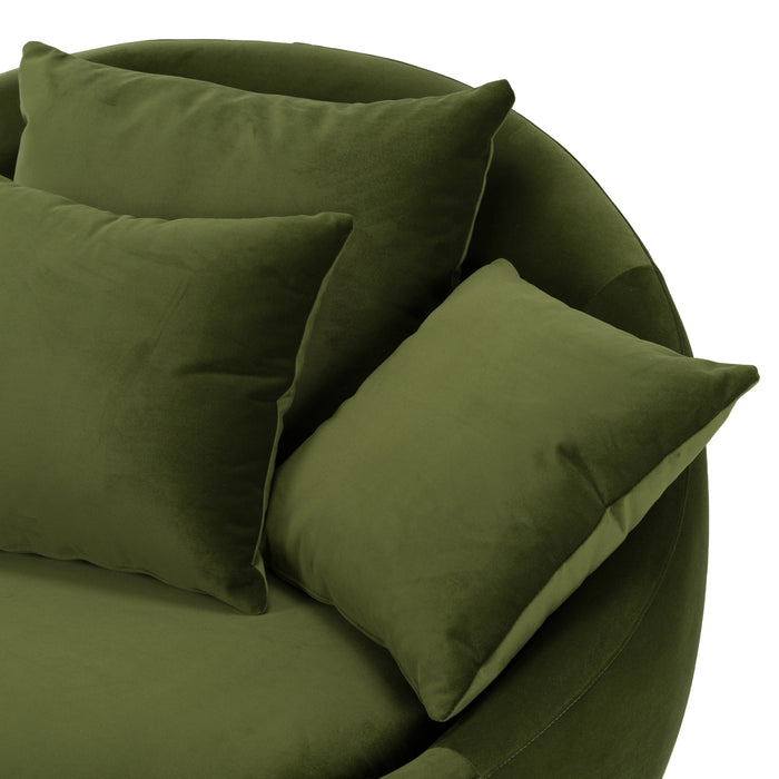Pascal Modern Round Green Velvet Swivel Lounge Chair