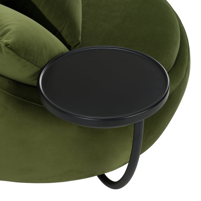 Pascal Modern Round Green Velvet Swivel Lounge Chair