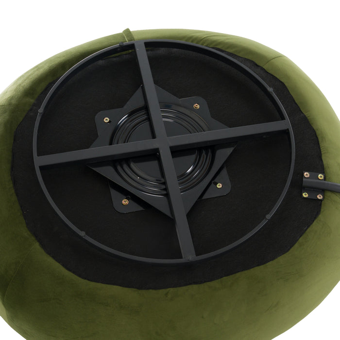 Pascal Modern Round Green Velvet Swivel Lounge Chair