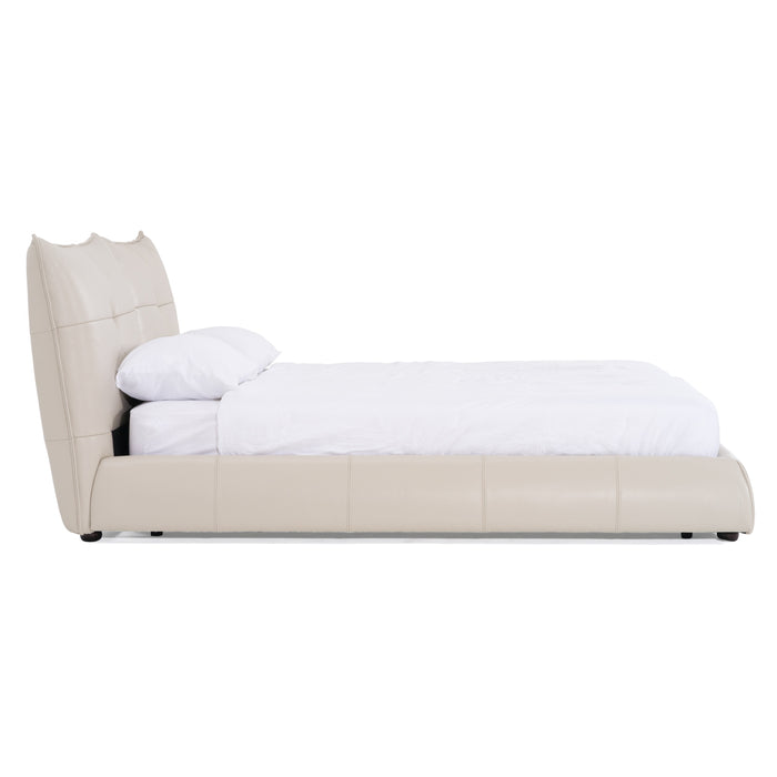 Patrick - Modern Light Grey Leather Bed