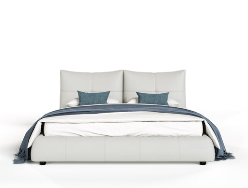 Eastern King Patrick - Modern Light Grey Leather Bed