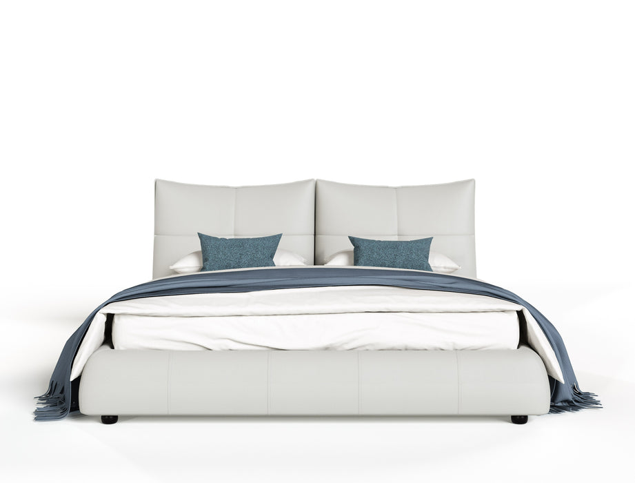 Eastern King Patrick - Modern Light Grey Leather Bed