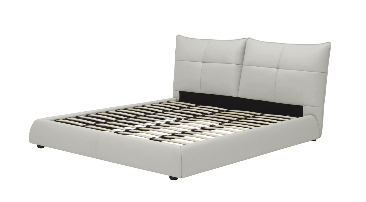 Patrick - Queen Modern White Leather Bed