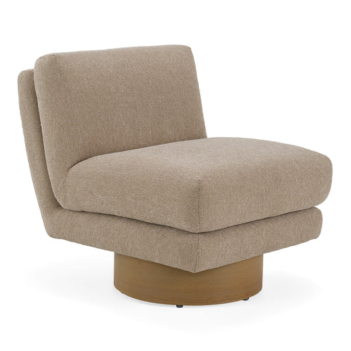 Petito - Modern Beige Fabric + Chestnut Accent Chair