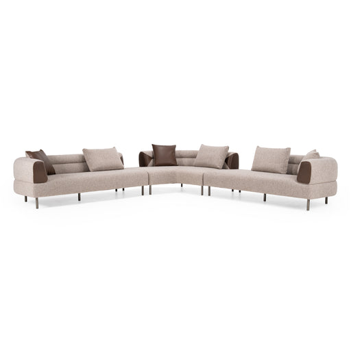 Plume - Modern Brown Fabric Sectional Sofa
