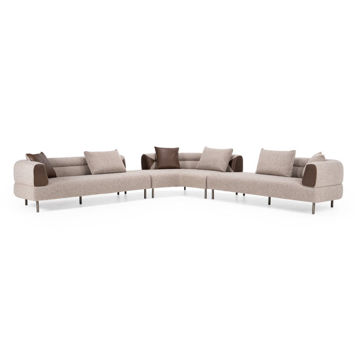 Plume - Modern Brown Fabric Sectional Sofa