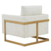 Prince - Contemporary Cream Fabric + Gold Accent Chair