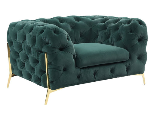 Quincey - Transitional Emerald Green Velvet Chair