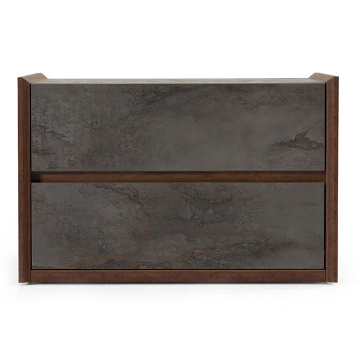 Rado Modern Walnut & Stucco Nightstand