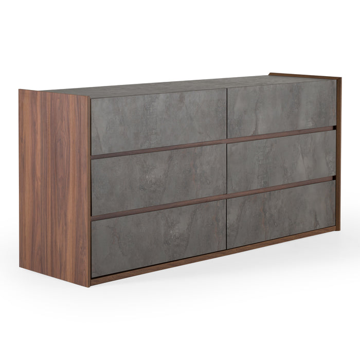 Rado - Modern Walnut & Volcanic Slate 4-Piece Bedroom Set