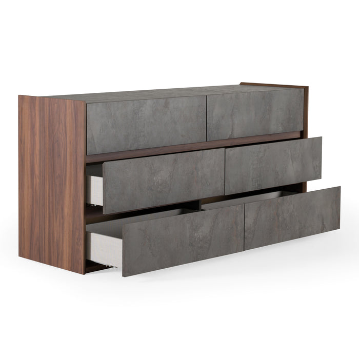 Rado Modern Walnut & Stucco Dresser