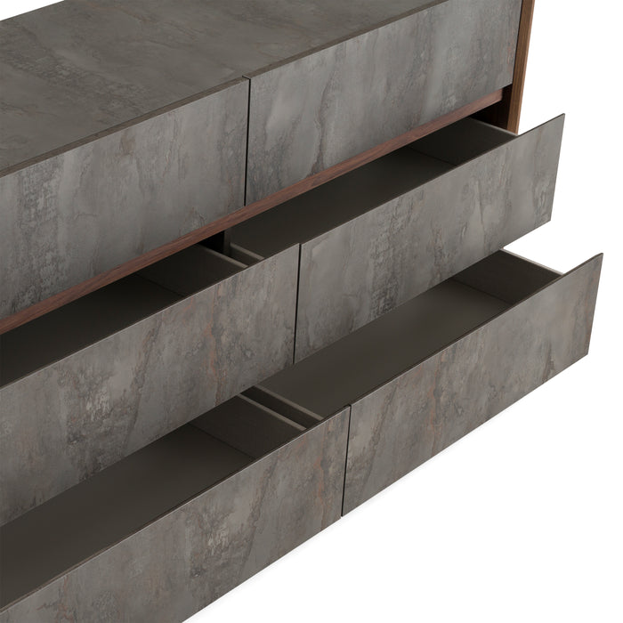 Rado Modern Walnut & Stucco Dresser