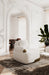 Rainier - Contemporary Off-White Fabric + Antique Brass Accent Chair