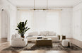 Rainier - Contemporary Off-White Fabric + Antique Brass Accent Chair