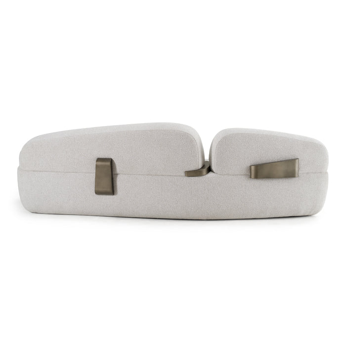 Rainier - Contemporary Off-White Fabric + Antique Brass Sofa