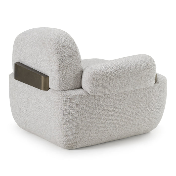 Rainier - Contemporary Off-White Fabric + Antique Brass Accent Chair