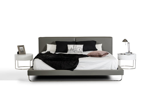 Queen Ramona Modern Grey Leather Bed