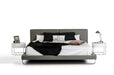 Eastern King Ramona Modern Grey Leather Bed
