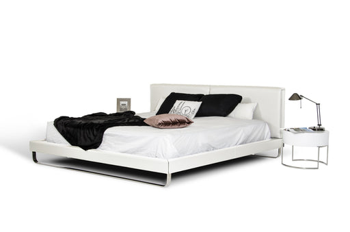 Queen Ramona Modern White Leatherette Bed