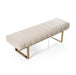 Robles - Modern Beige Fabric + Antique Brass Dining Bench