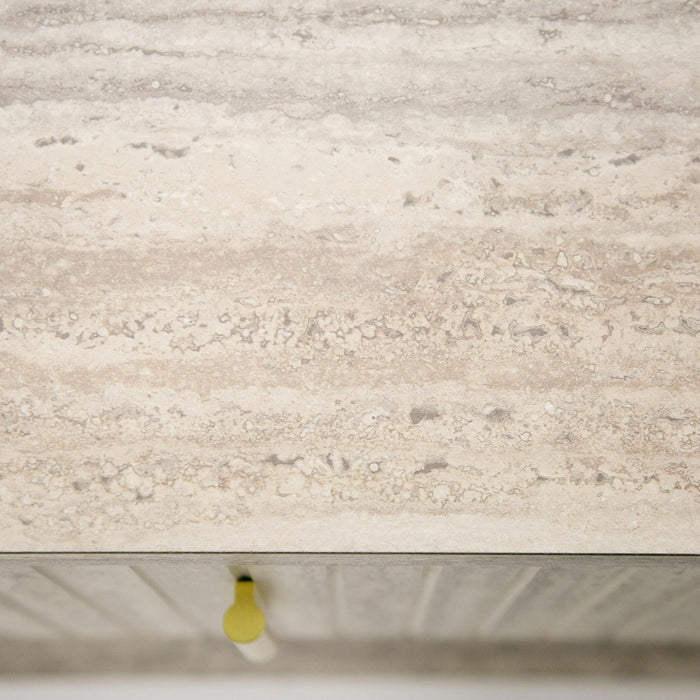 Roma - Modern Faux Travertine + Gold Nightstand
