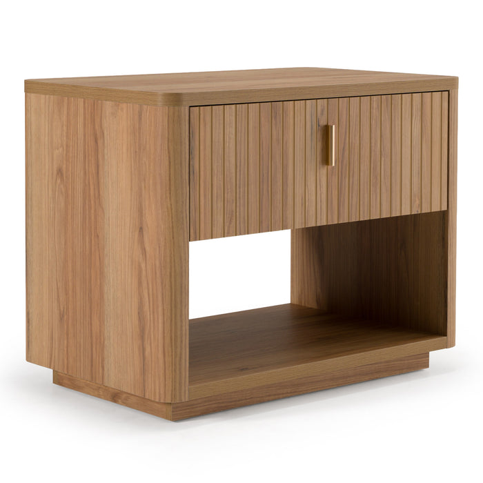 Roma - Modern Oak + Gold Nightstand