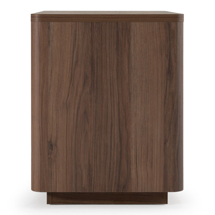 Roma - Modern Walnut + Gold Nightstand