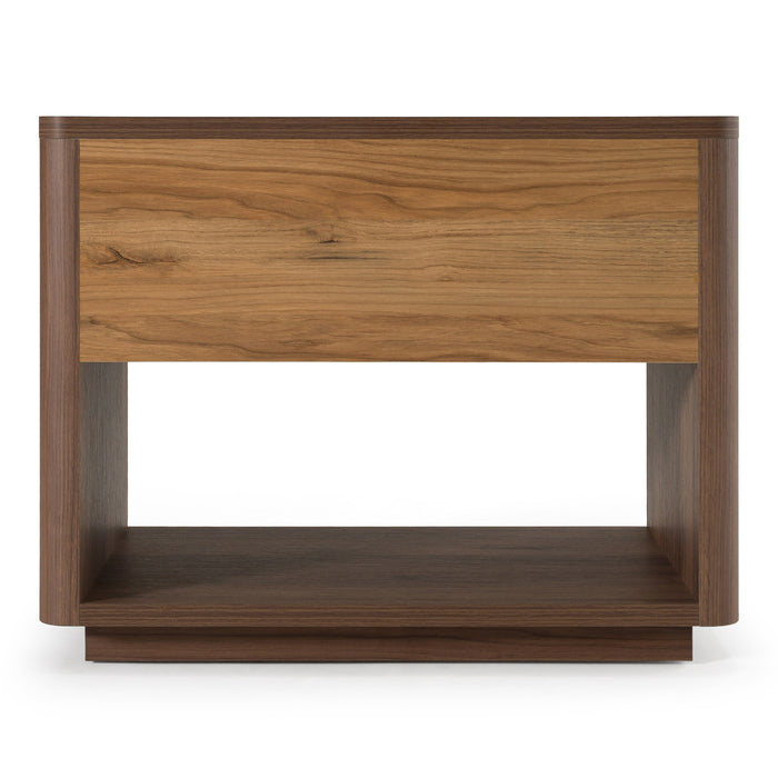 Roma - Modern Walnut + Gold Nightstand
