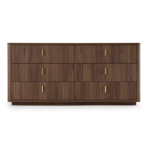Roma - Modern Walnut + Gold Dresser