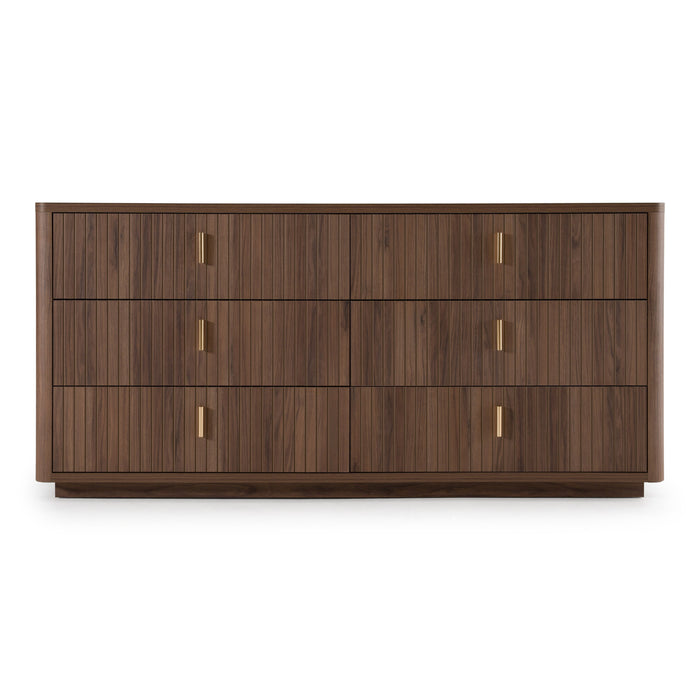 Roma - Modern Walnut + Gold Dresser