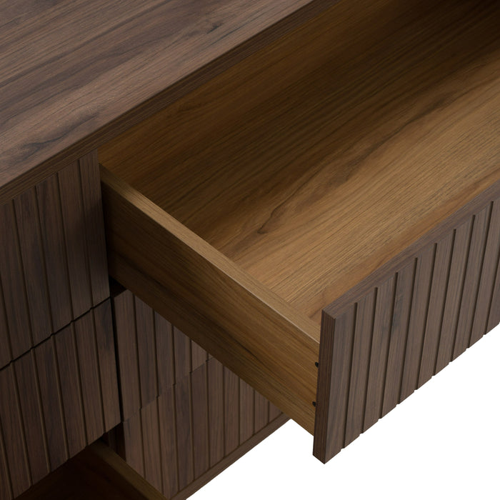 Daystar + Roma - Modern Dark Brown Velvet + Walnut 4-Piece Bedroom Set