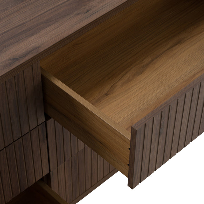 Harris + Roma - Modern Brown Fabric + Walnut 4-Piece Bedroom Set