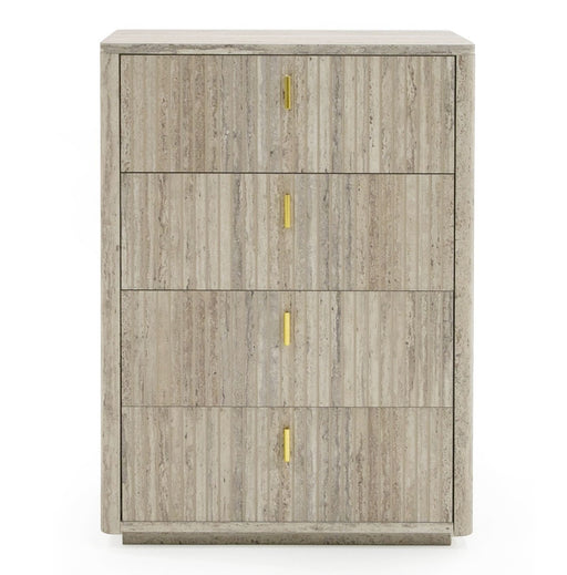 Roma - Modern Faux Travertine + Gold Chest