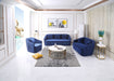 Palomar Modern Blue Velvet & Brass Sofa