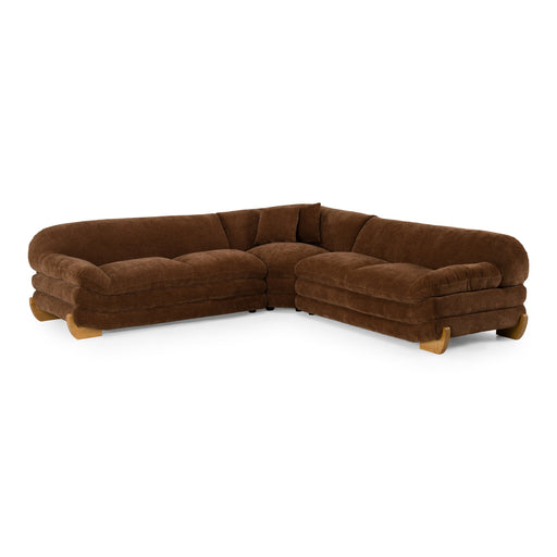 Crockett - Modern Brown Fabric Sectional Sofa