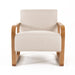 Sada - Mid-Century Modern Beige Linen + Chestnut Accent Chair