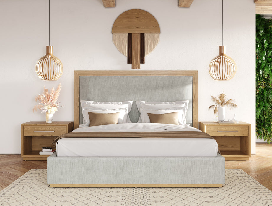 Santa Barbara - Modern Grey Fabric + Natural Bed