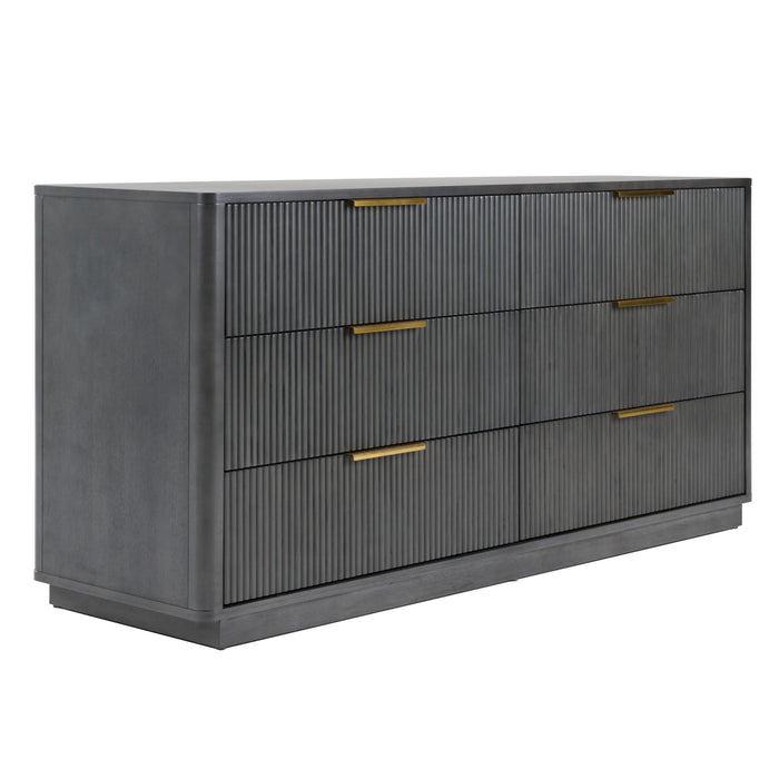 Santa Barbara + Santa Monica - Modern Grey Fabric + Grey Wash Bedroom Set